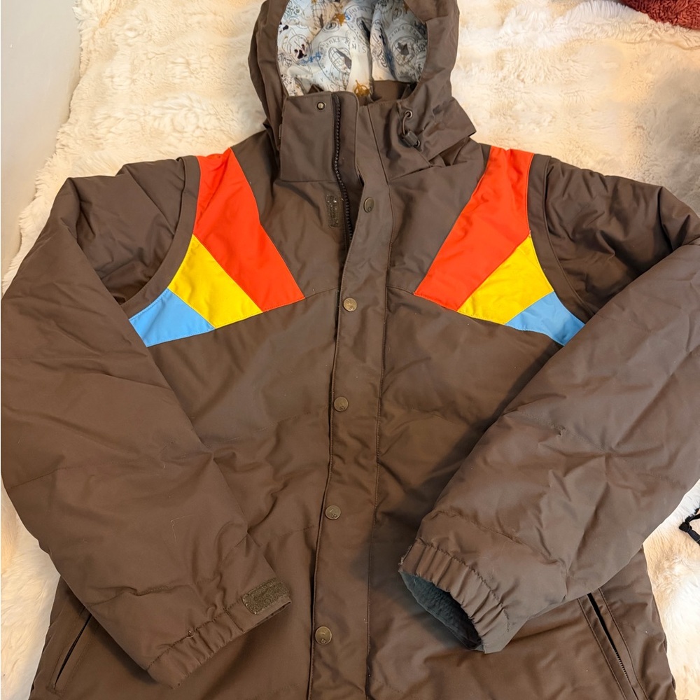 Burton Brown Puffer Jacket with Colorful Accents